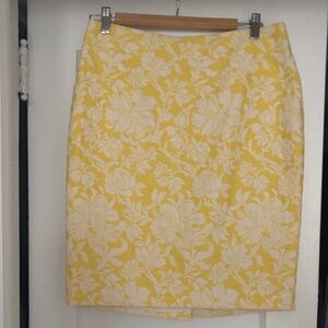 Ann Taylor Yellow Floral Pencil Skirt